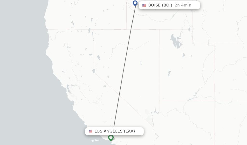 Flights from Los Angeles to Boise route map