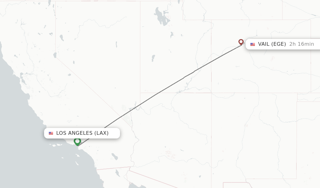 Flights from Los Angeles to Vail route map