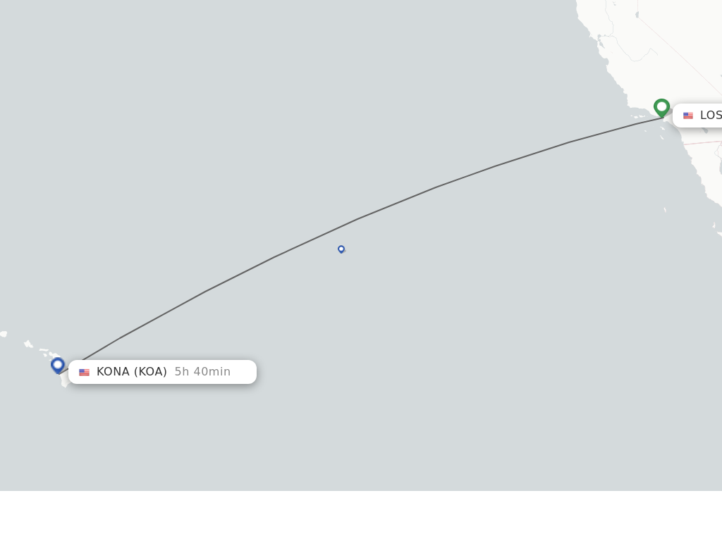 Flights from Los Angeles to Kailua-Kona route map