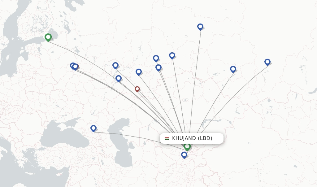 Khujand flight map