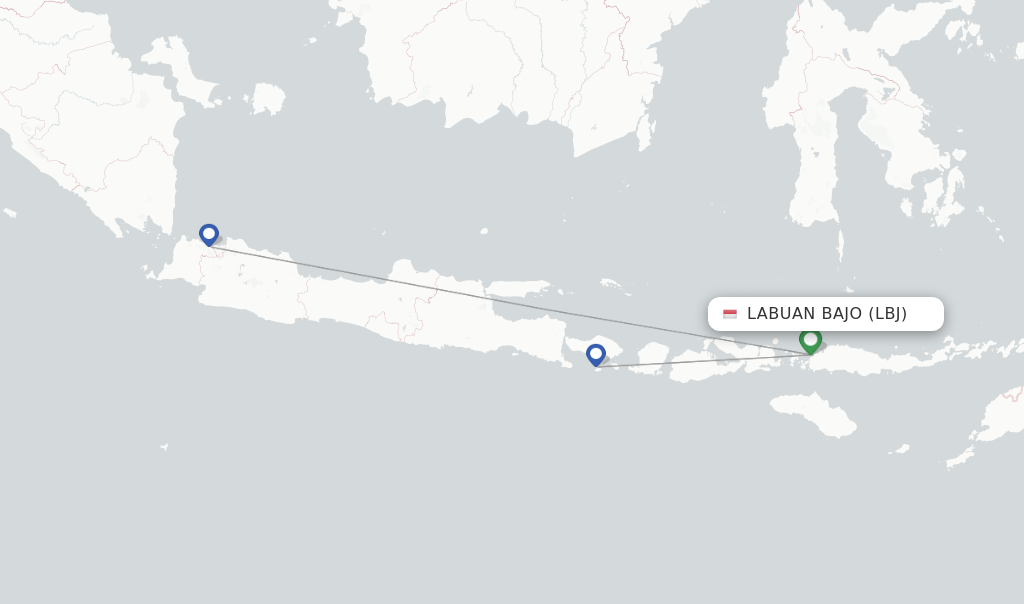 Route map with flights from Labuan Bajo with Batik Air