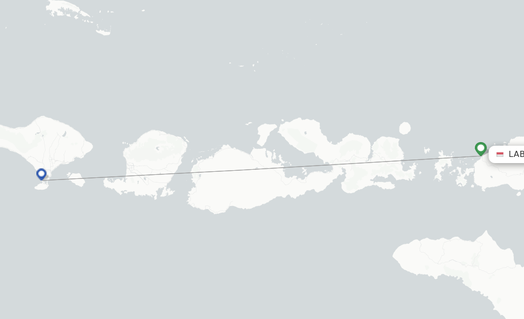 Route map with flights from Labuan Bajo with Indonesia AirAsia