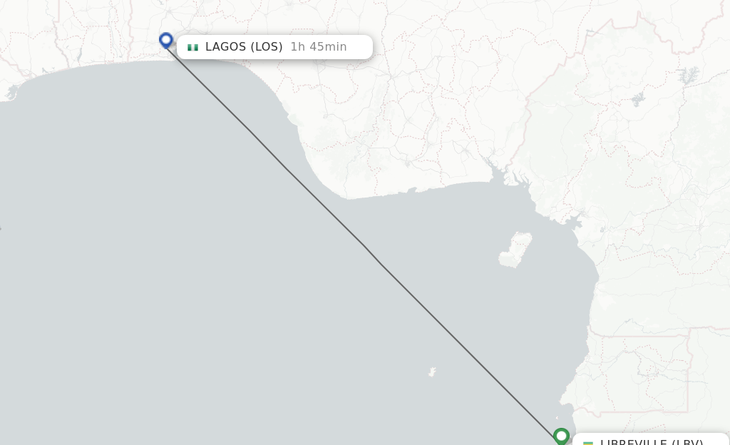 Flights from Libreville to Lagos route map