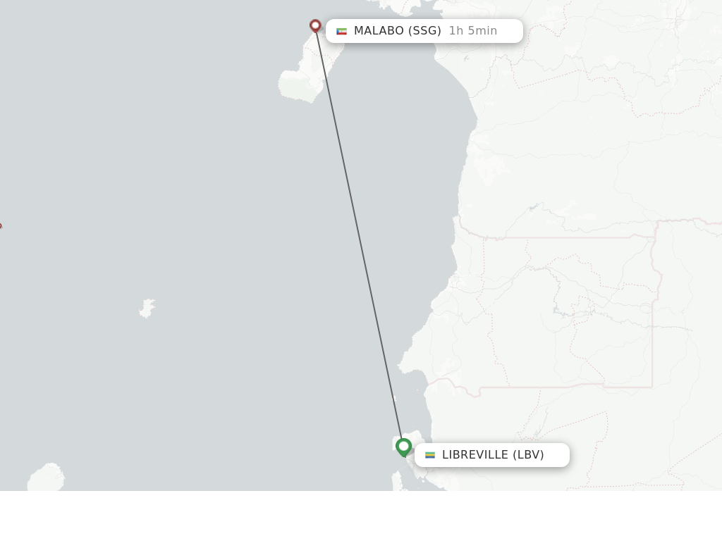 Flights from Libreville to Malabo route map