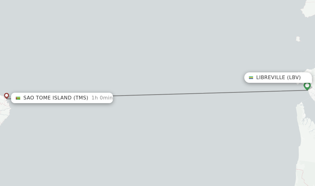 Flights from Libreville to Sao Tome Island route map