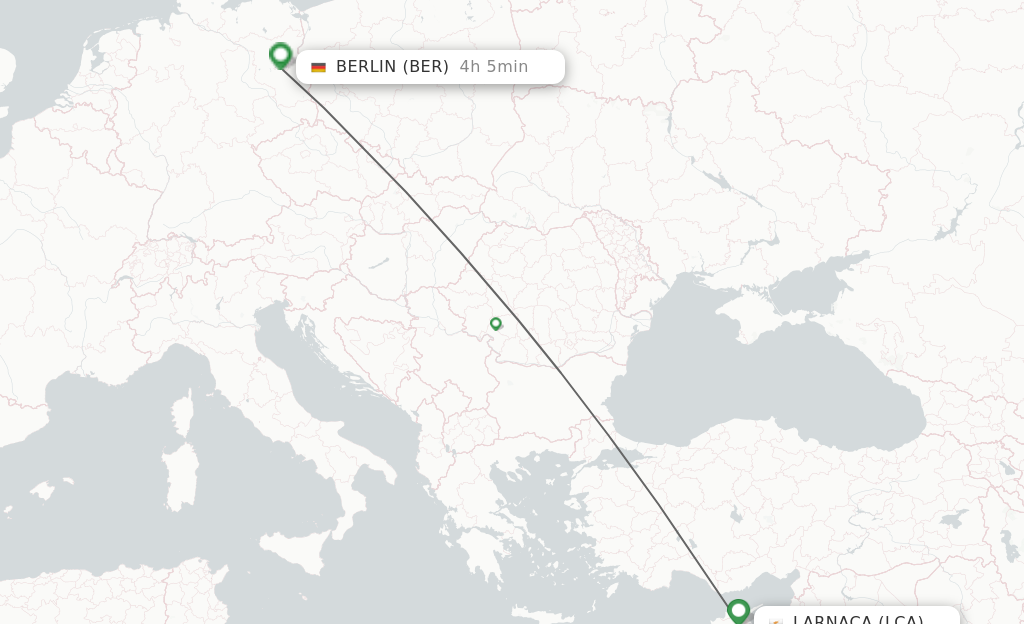 Flights from Larnaca to Berlin route map