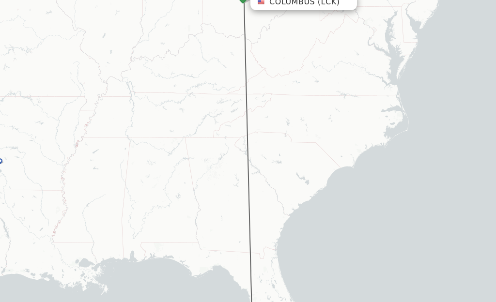 Flights from Columbus to Sarasota route map