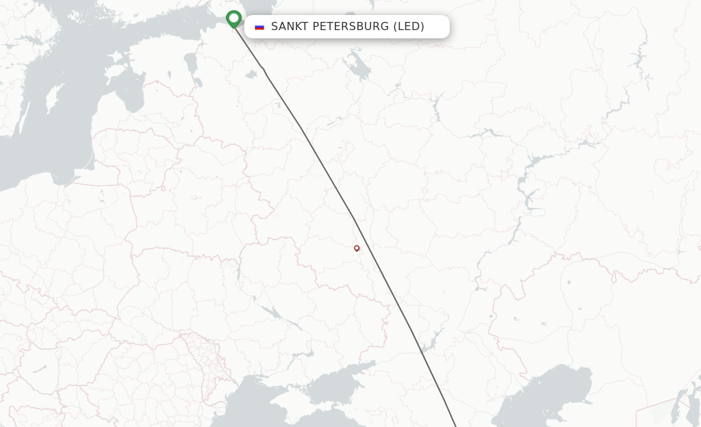 Flights from Saint Petersburg to Ordzhonikidzevskaya route map