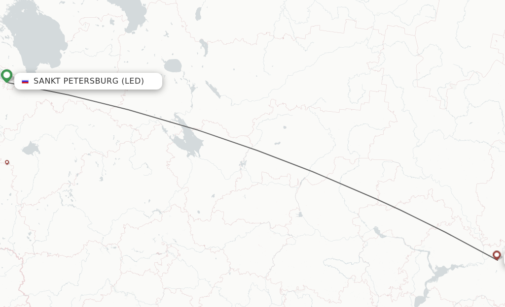 Flights from Saint Petersburg to Naberezhnye Chelny route map