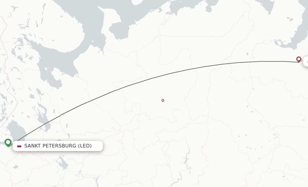 Flights from Saint Petersburg to Nadym route map