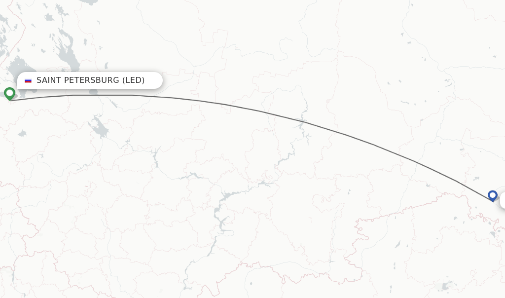 Flights from Saint Petersburg to Omsk route map