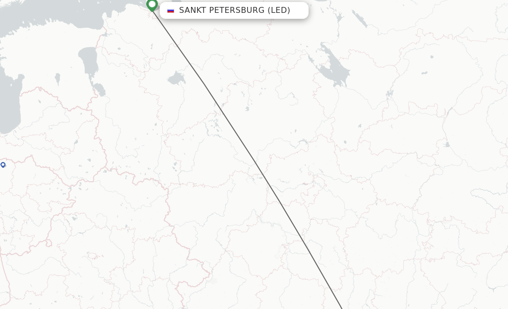 Flights from Saint Petersburg to Voronezh route map
