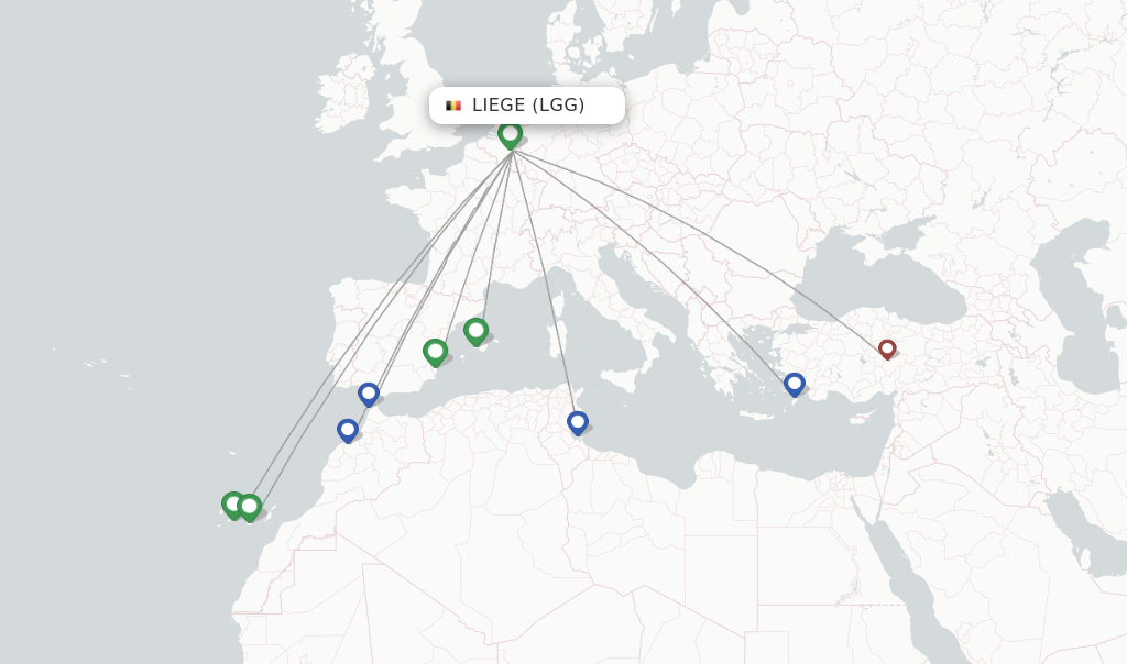 Liege flight map
