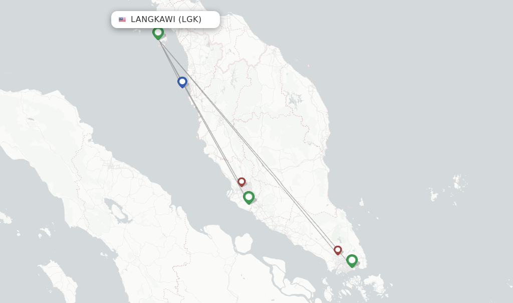 Flights from Langkawi to Hong Kong route map