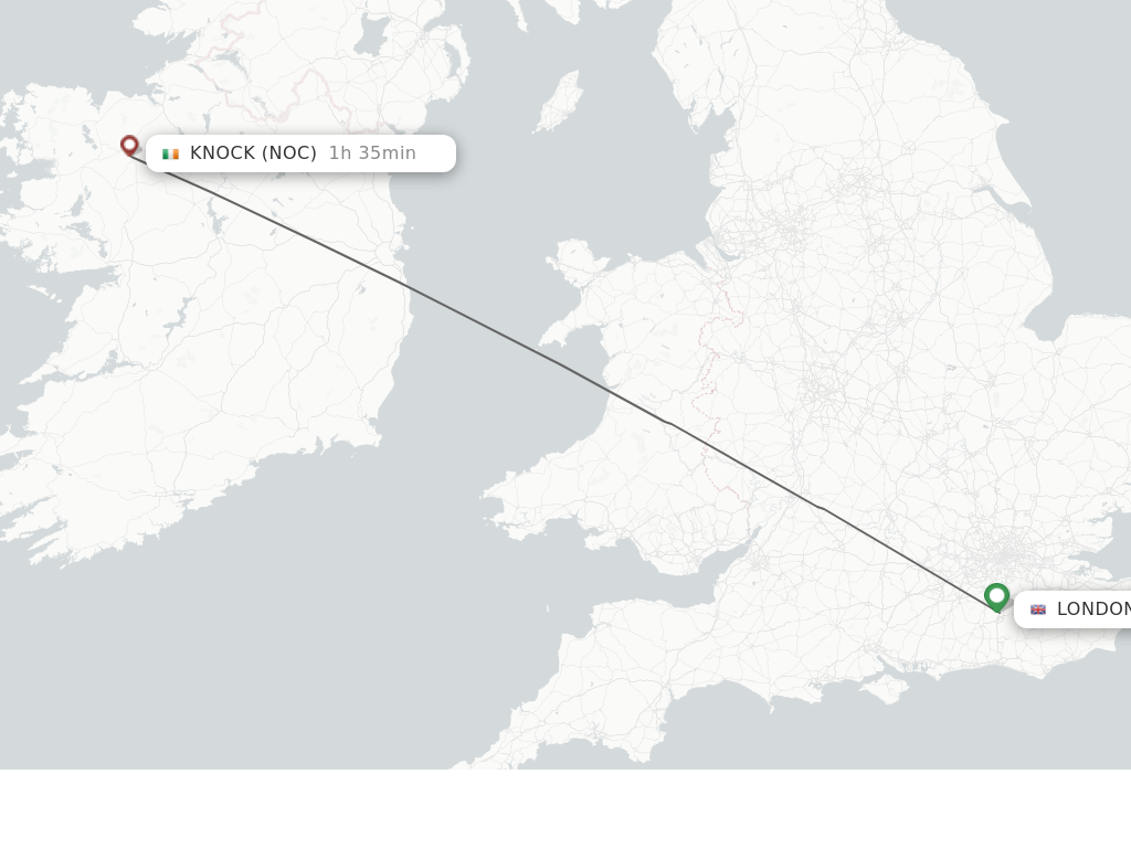 Flights from London to Knock route map