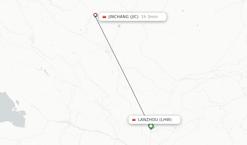 Flights from Lanzhou to Jinchang route map