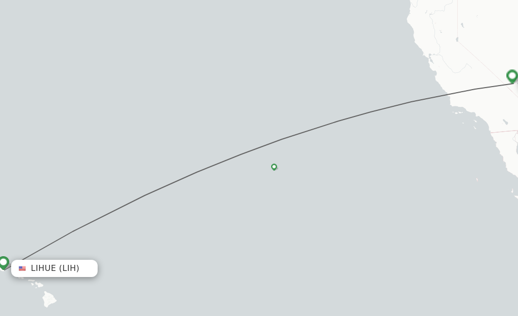 Flights from Kauai Island to Las Vegas route map