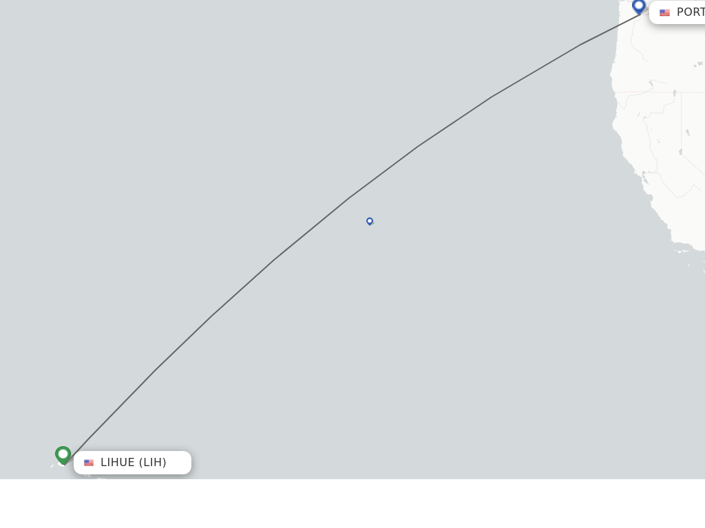 Flights from Kauai Island to Portland route map