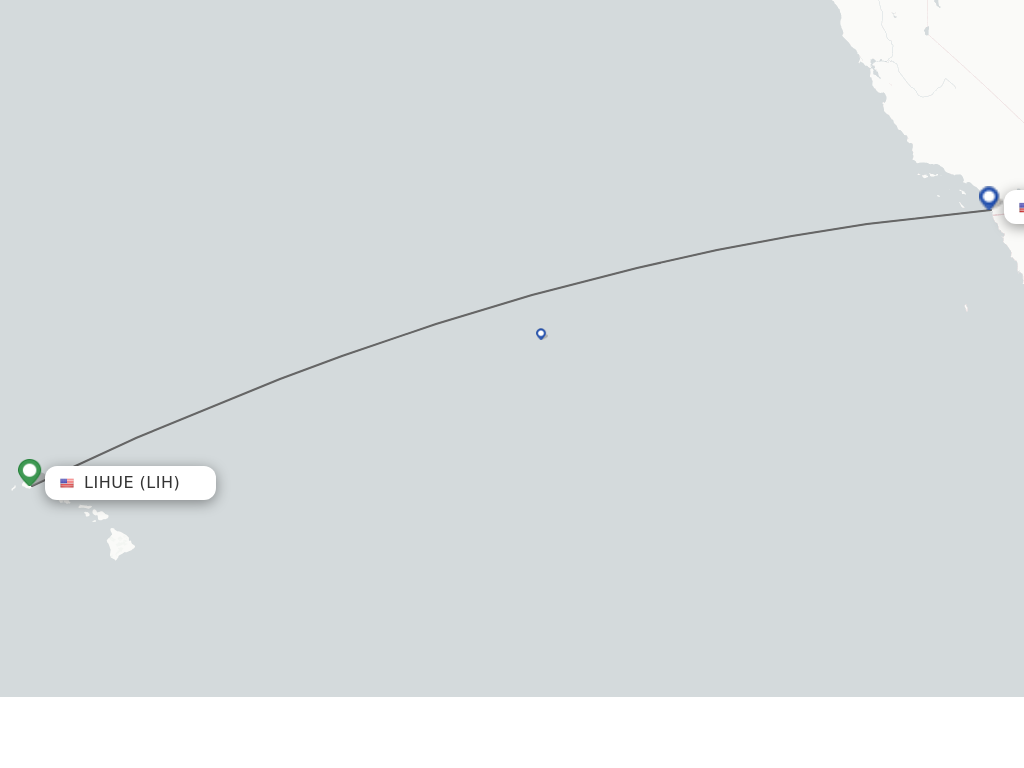 Flights from Kauai Island to San Diego route map