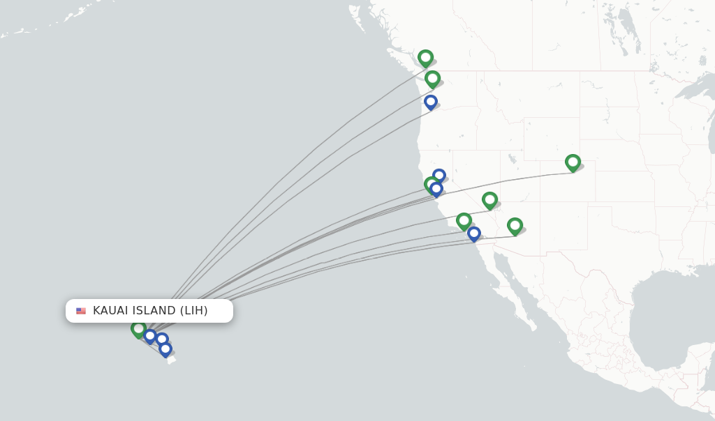 Flights from Kauai Island to Calgary route map