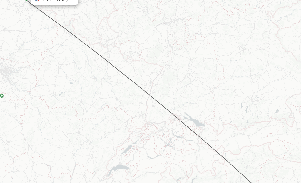 Flights from Lille to Venice route map