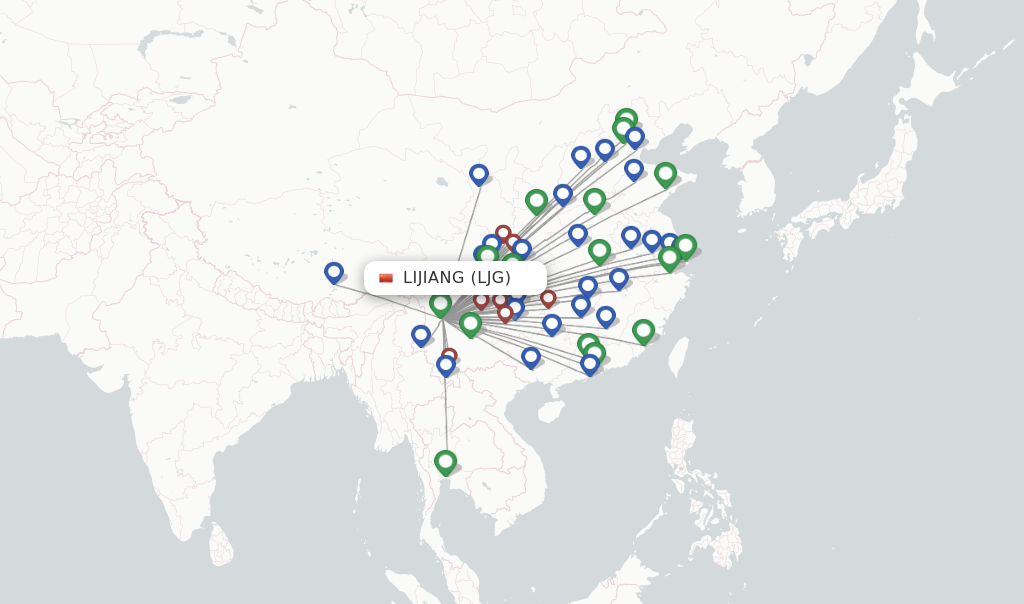Lijiang flight map