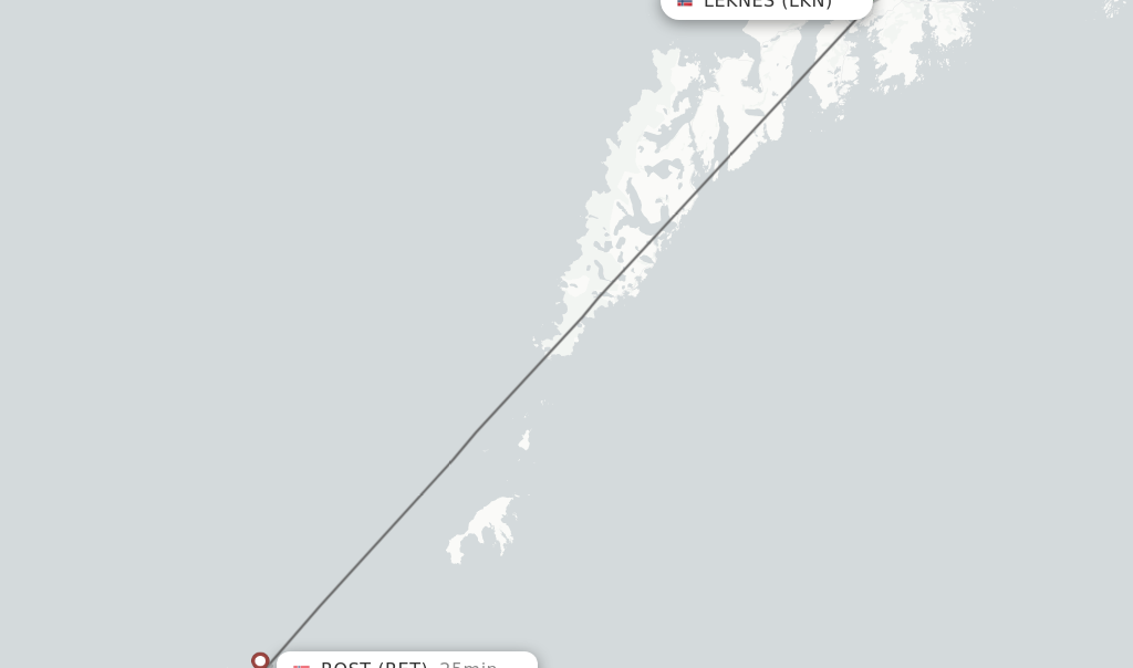 Flights from Leknes to Rost route map