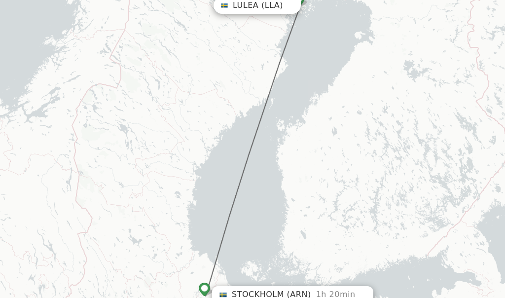 Flights from Lulea to Stockholm route map