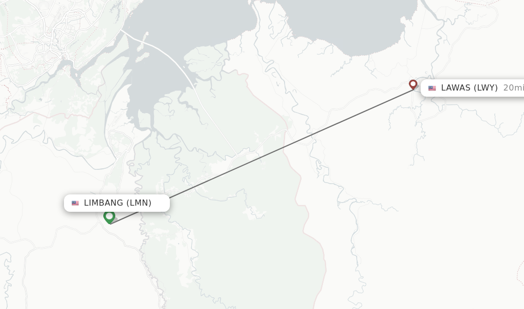 Flights from Limbang to Lawas route map