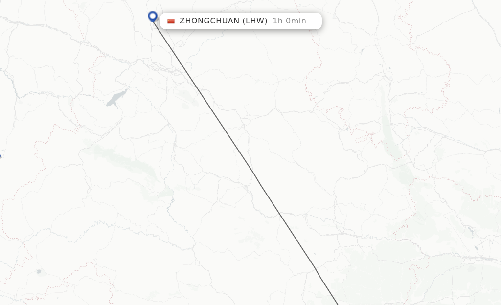 Flights from Longan to Lanzhou route map