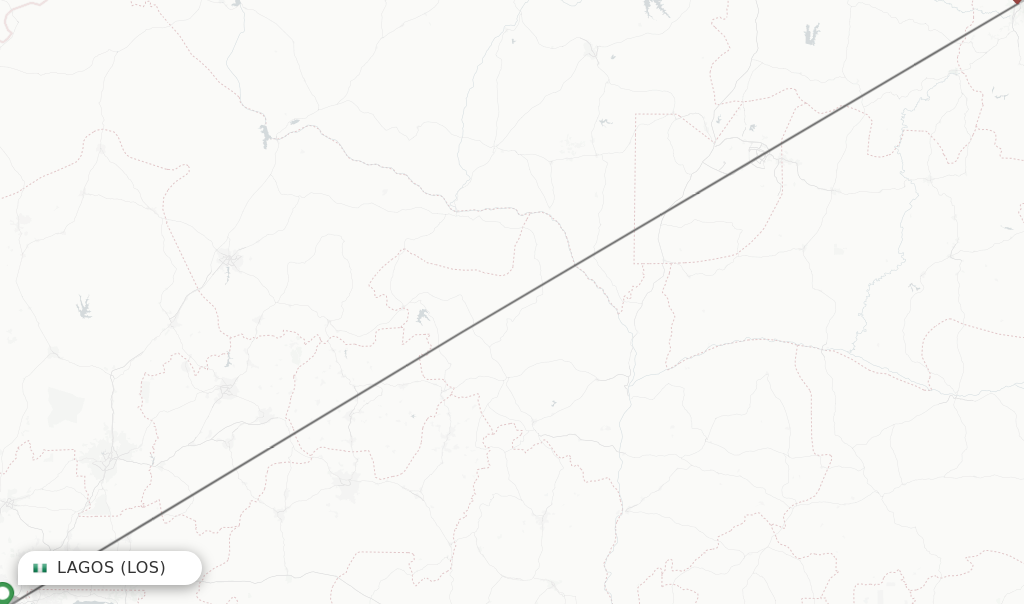Flights from Lagos to Jos route map