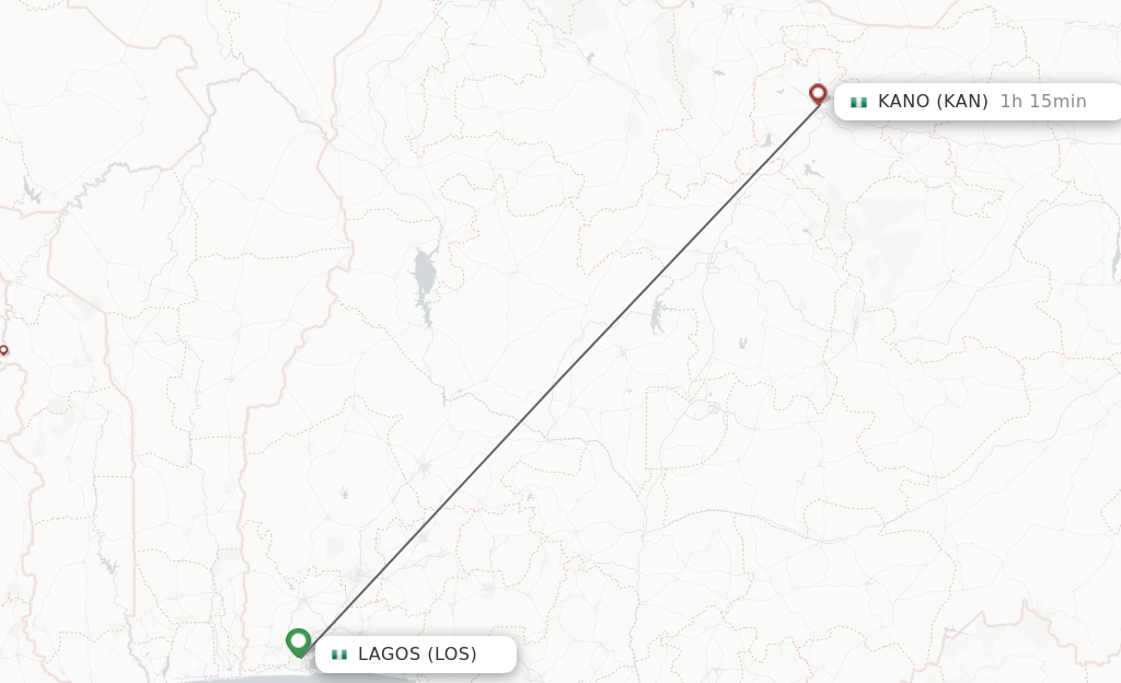 Flights from Lagos to Kano route map