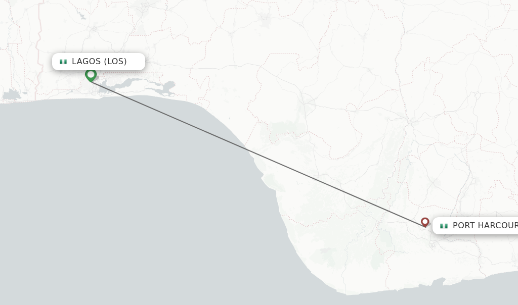 Flights from Lagos to Port Harcourt route map