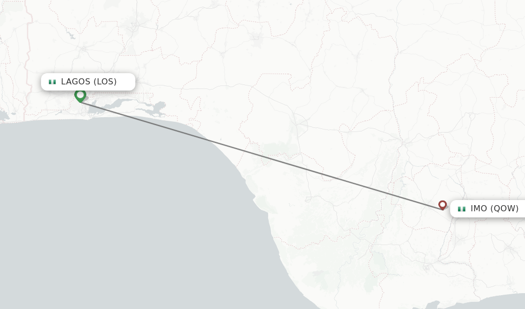 Flights from Lagos to Imo route map