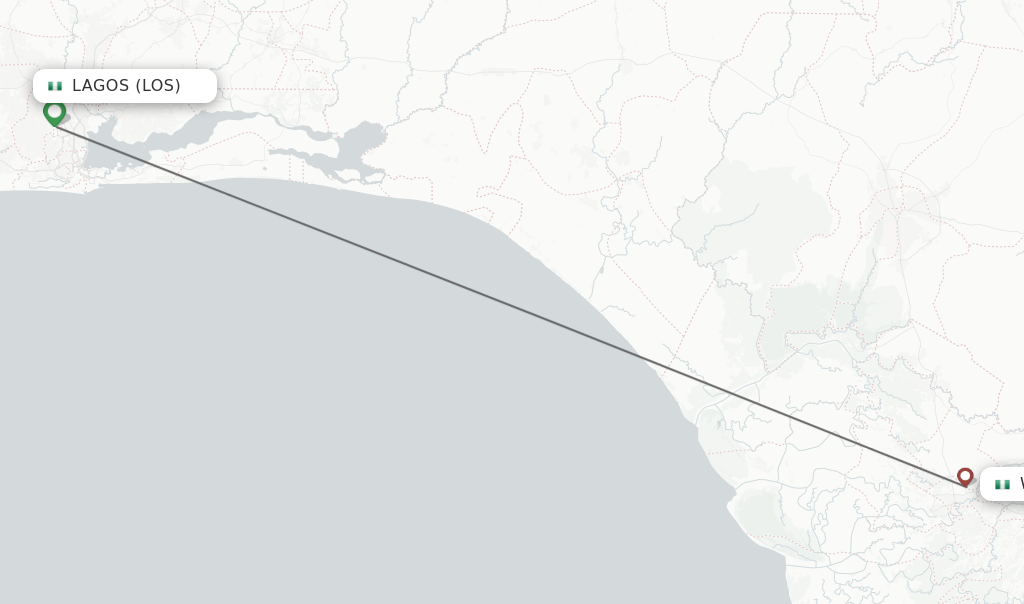 Flights from Lagos to Warri route map