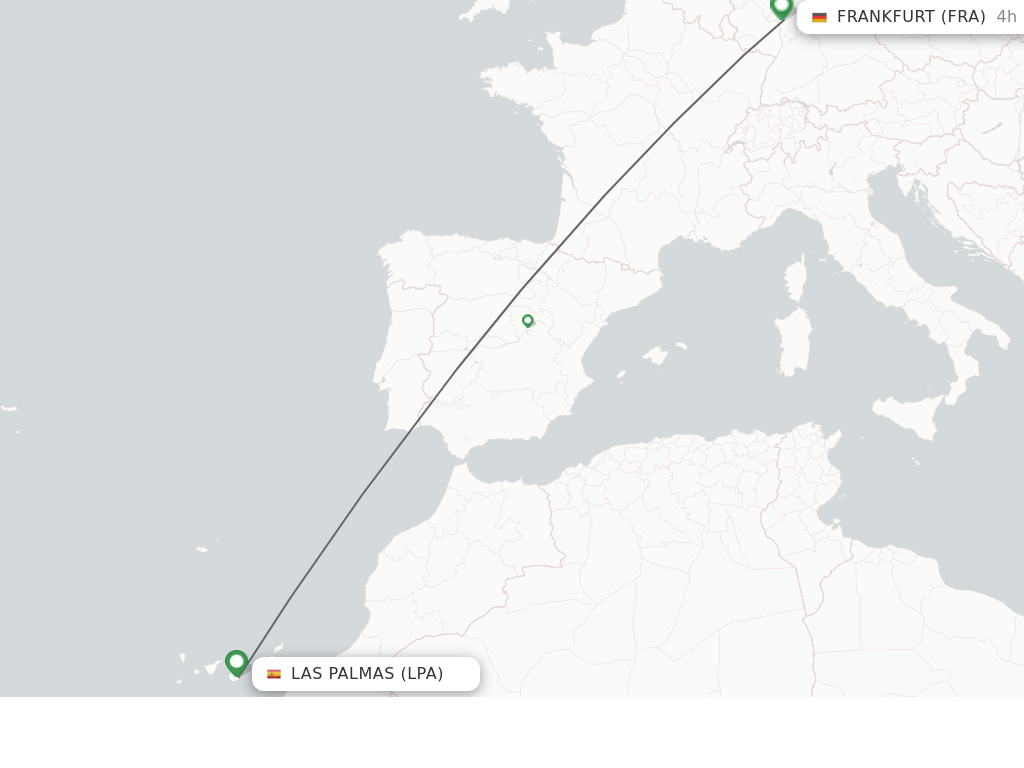 Flights from Las Palmas to Frankfurt route map