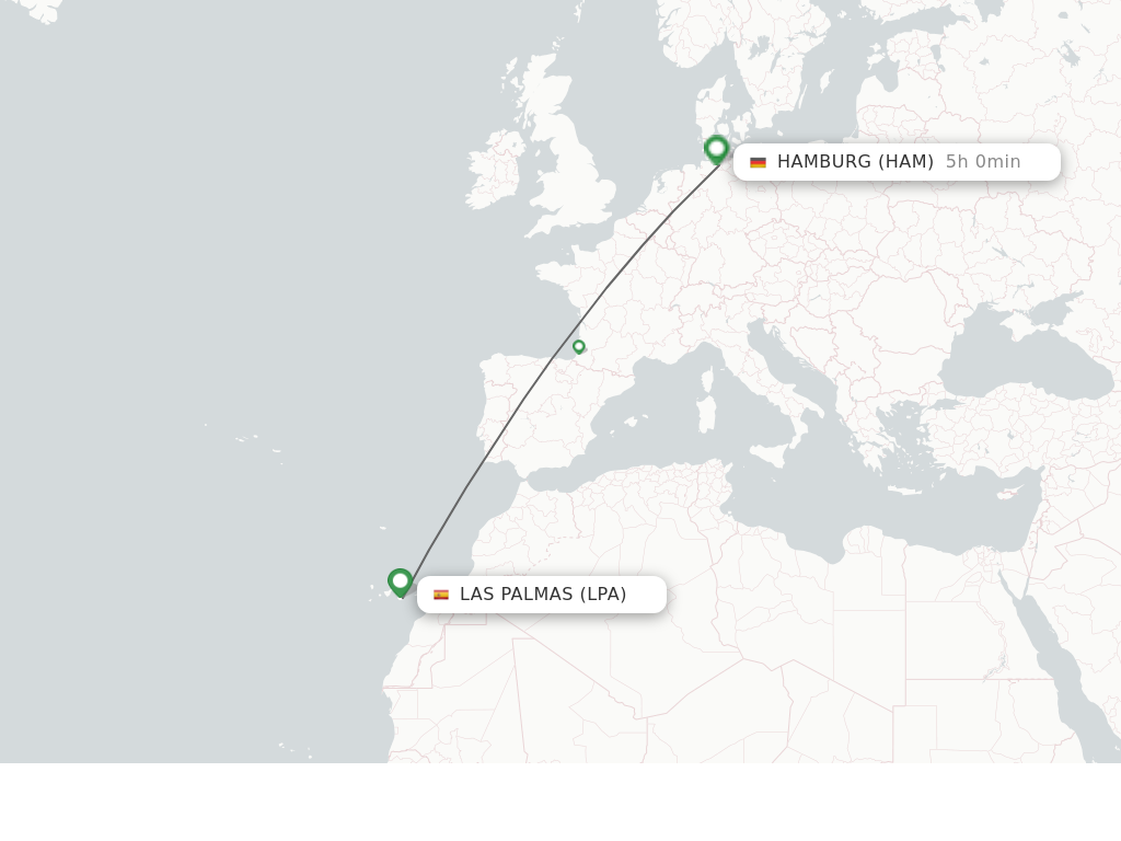 Flights from Las Palmas to Hamburg route map