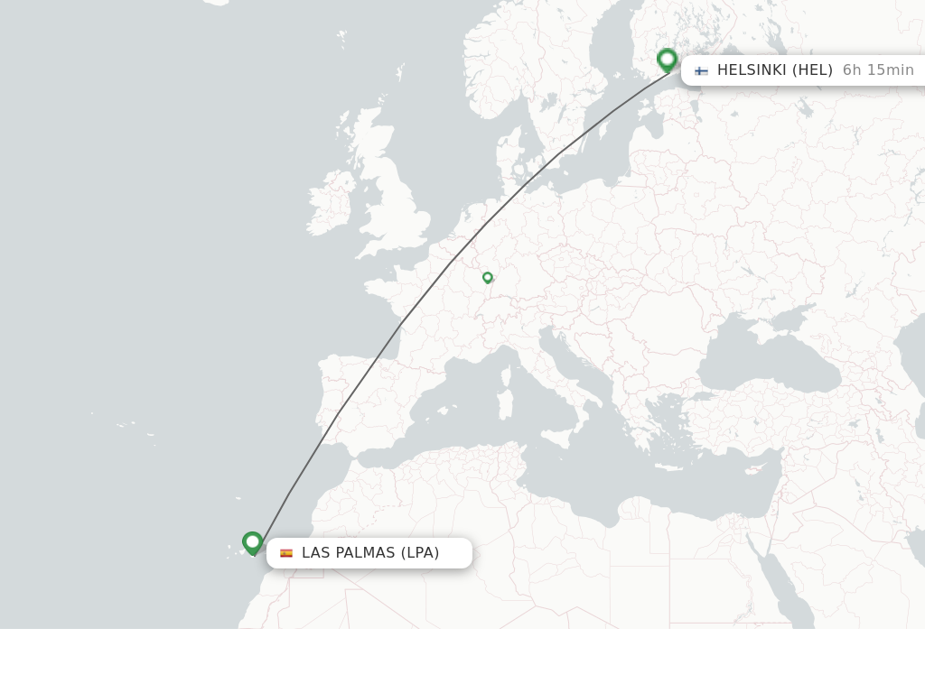 Flights from Las Palmas to Helsinki route map