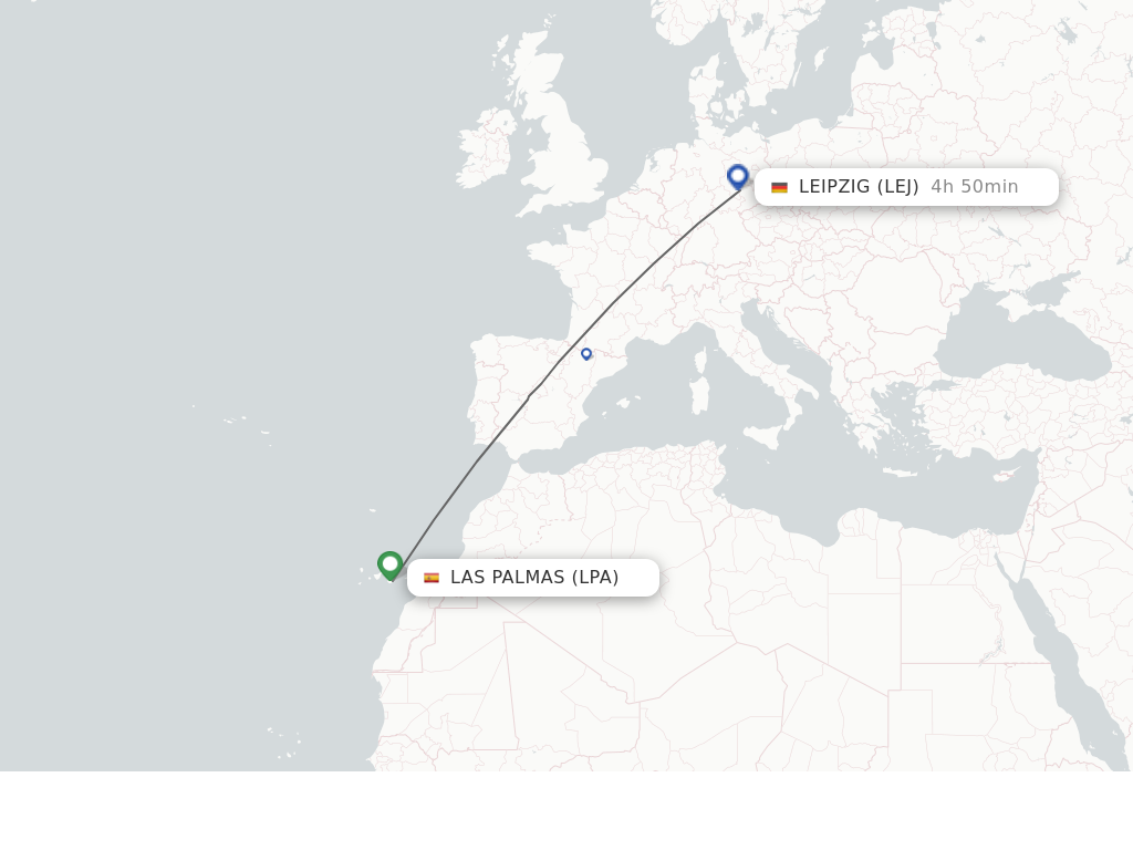 Flights from Las Palmas to Leipzig/Halle route map