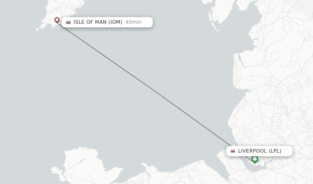Flights from Liverpool to Isle Of Man route map