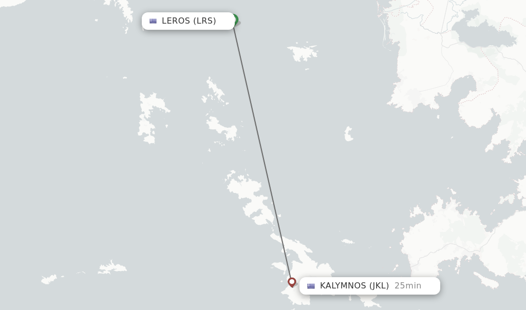 Flights from Leros to Kalymnos route map