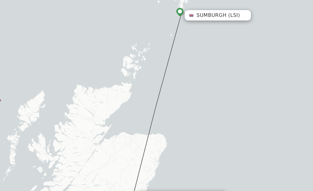 Flights from Shetland Islands to Dundee route map
