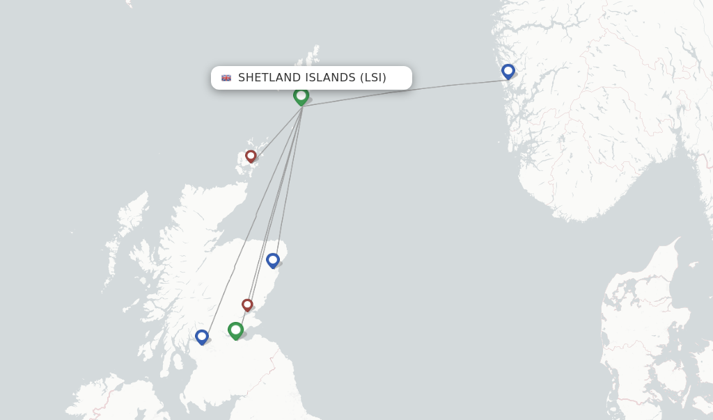 Shetland Islands flight map