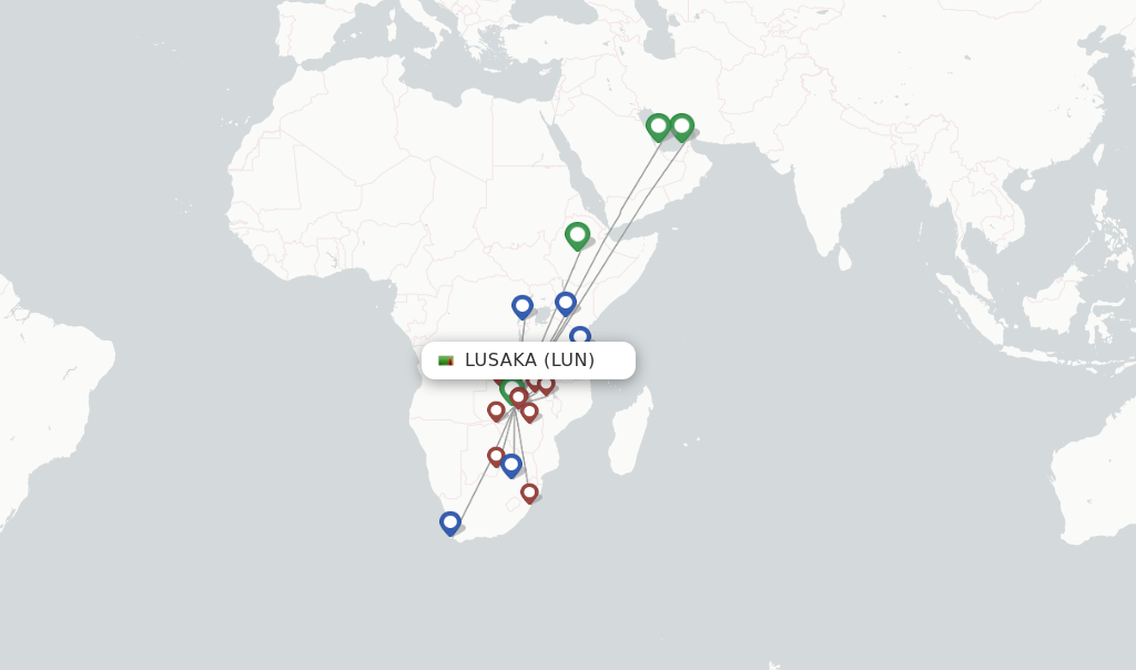 Lusaka flight map