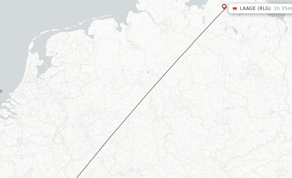 Flights from Luxembourg to Rostock-Laage route map