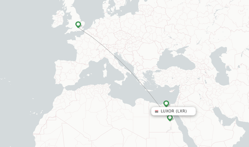 Route map with flights from Luxor with EgyptAir