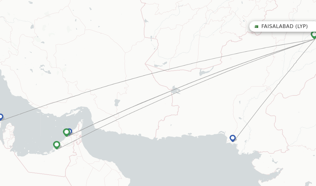 Flights from Faisalabad to Madinah route map