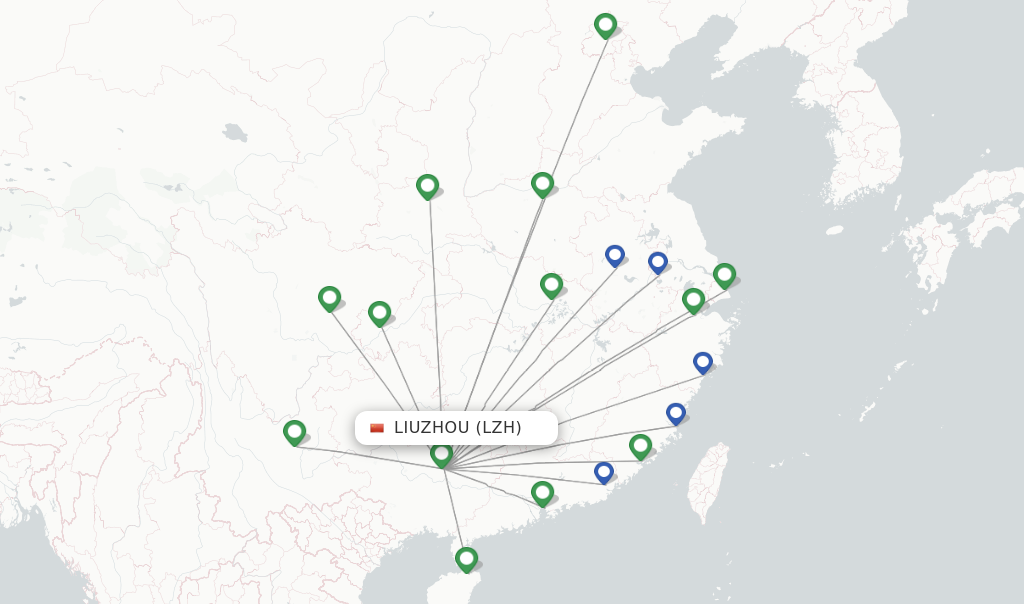 Liuzhou flight map