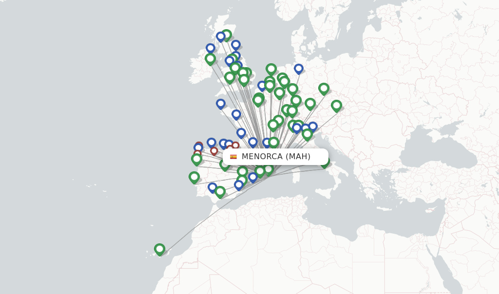 Menorca flight map