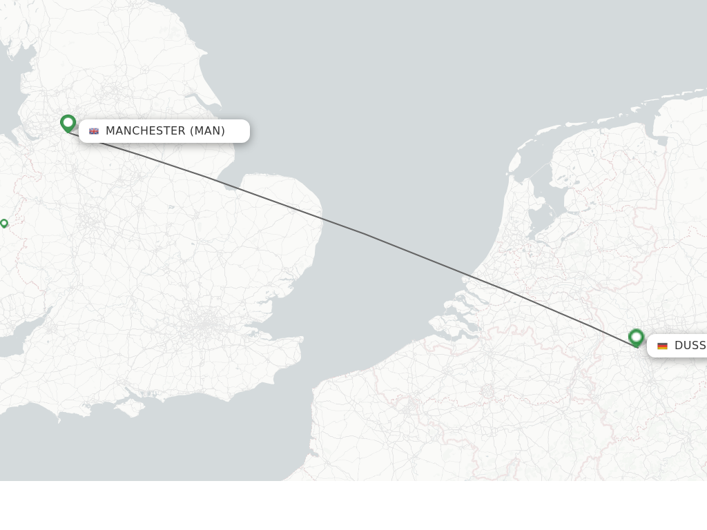 Flights from Manchester to Dusseldorf route map
